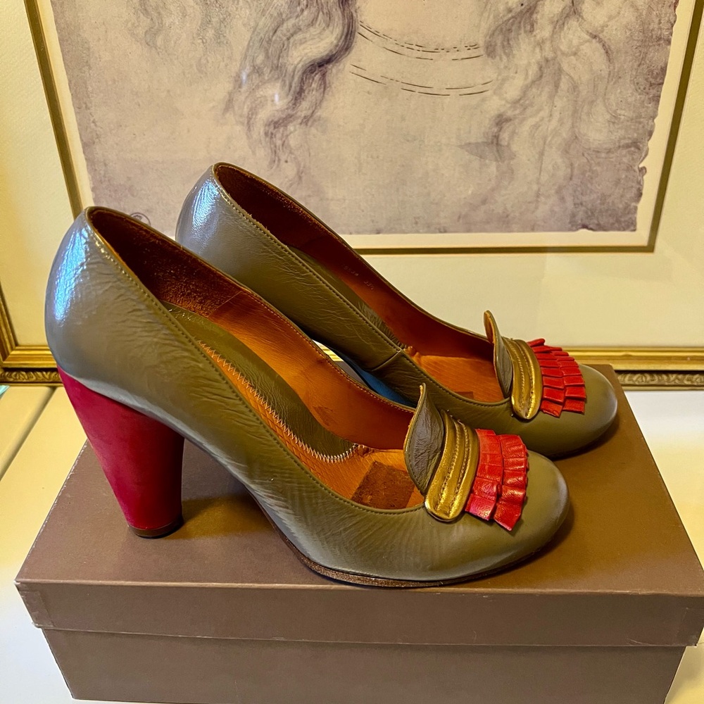 Chie Mihara Olive and Red Heels